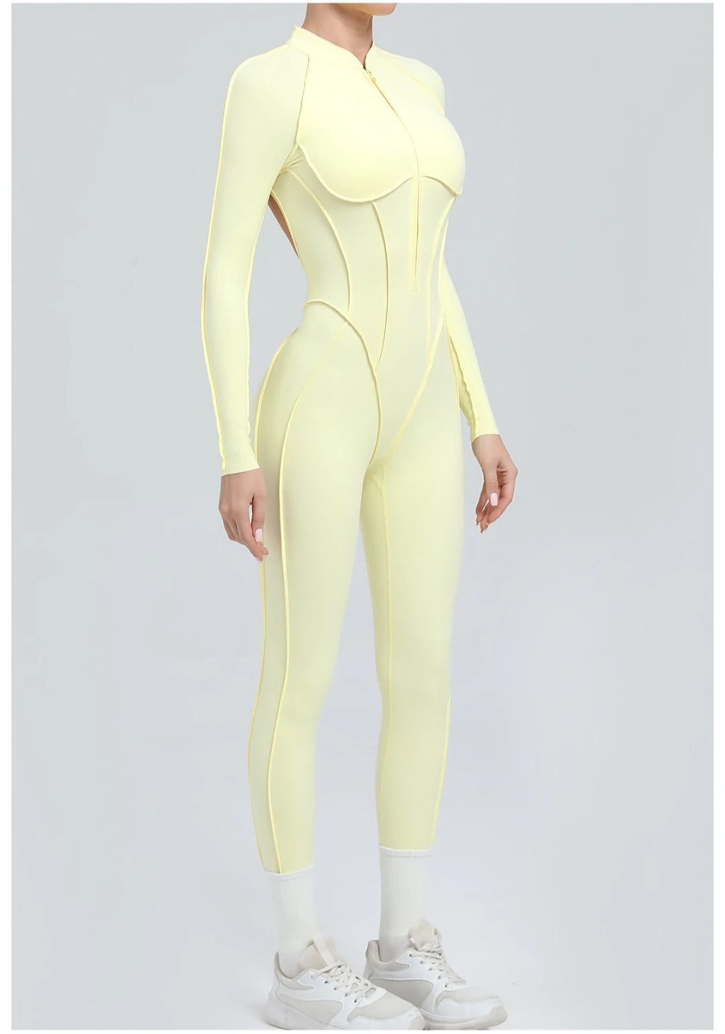 Women's Yoga Jumpsuit Hip Lift Sports Fitness Removable Padding Backless Zipper Leggings One-Piece Running Workout Gym Jumpsuit