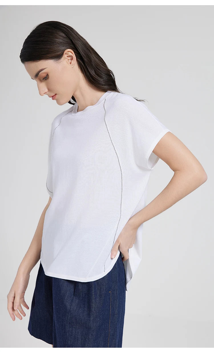 BC1071  Luxury Women's Clothing Merino Wool Silk Pullover Sweaters Woolen Ladies Clothes Womans Woolen loose Tops