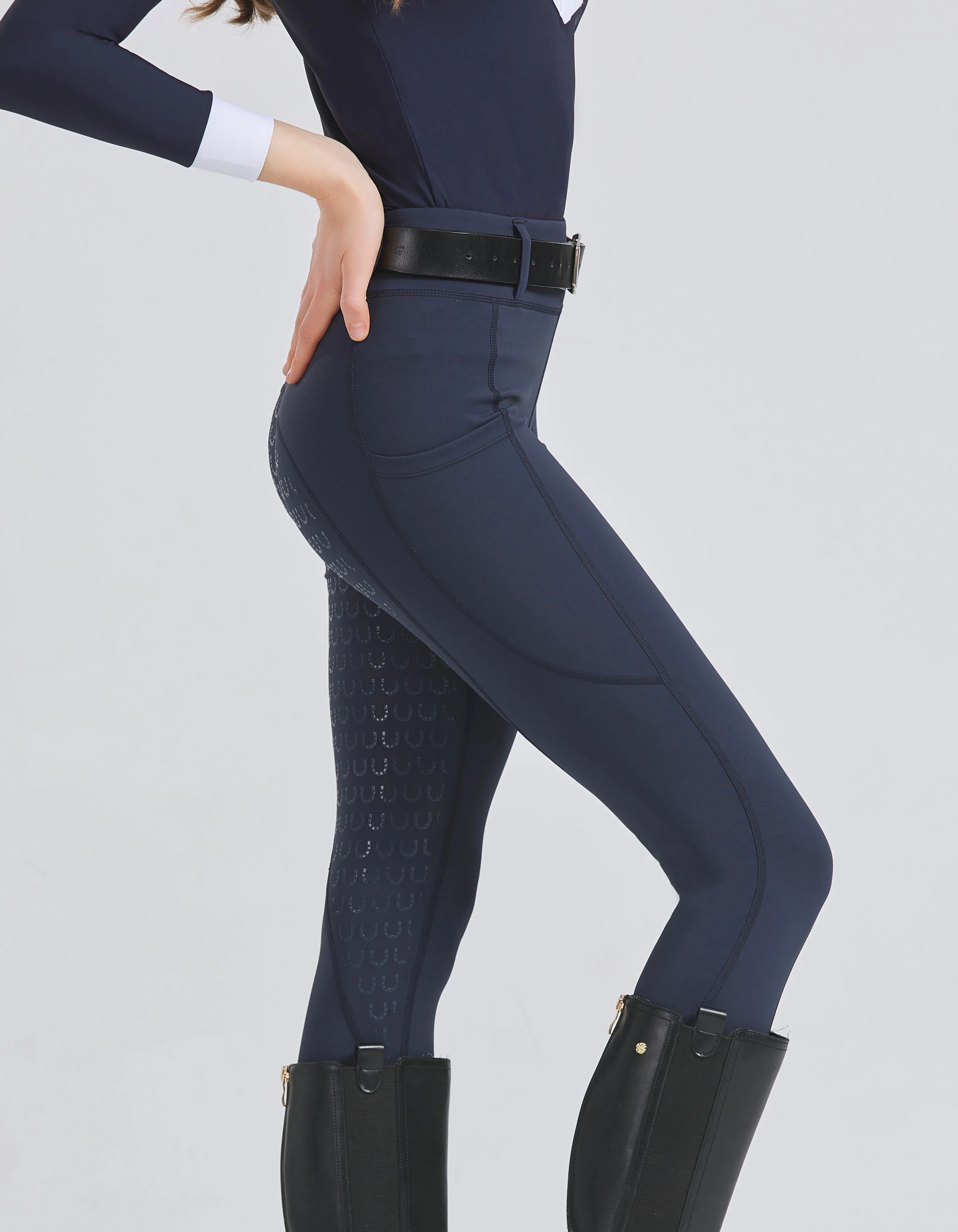 Spring and summer riding pants women's knitted high-stretch, slim-fitting silicone riding pants tight riding pants breathable we