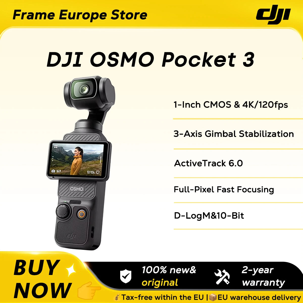 DJI OSMO Pocket 3 Powerful 1-Inch Sensor 4K/120fps 2-Inch Rotatable Touchscreen Original Brand New EU Stock Main image