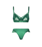 Sexy French Satin Lace Lingerie Set for Large Bust Ladies, Sheer Slim Chest, Summer Ultra-thin Small-cup Support Bra Set, S-XL