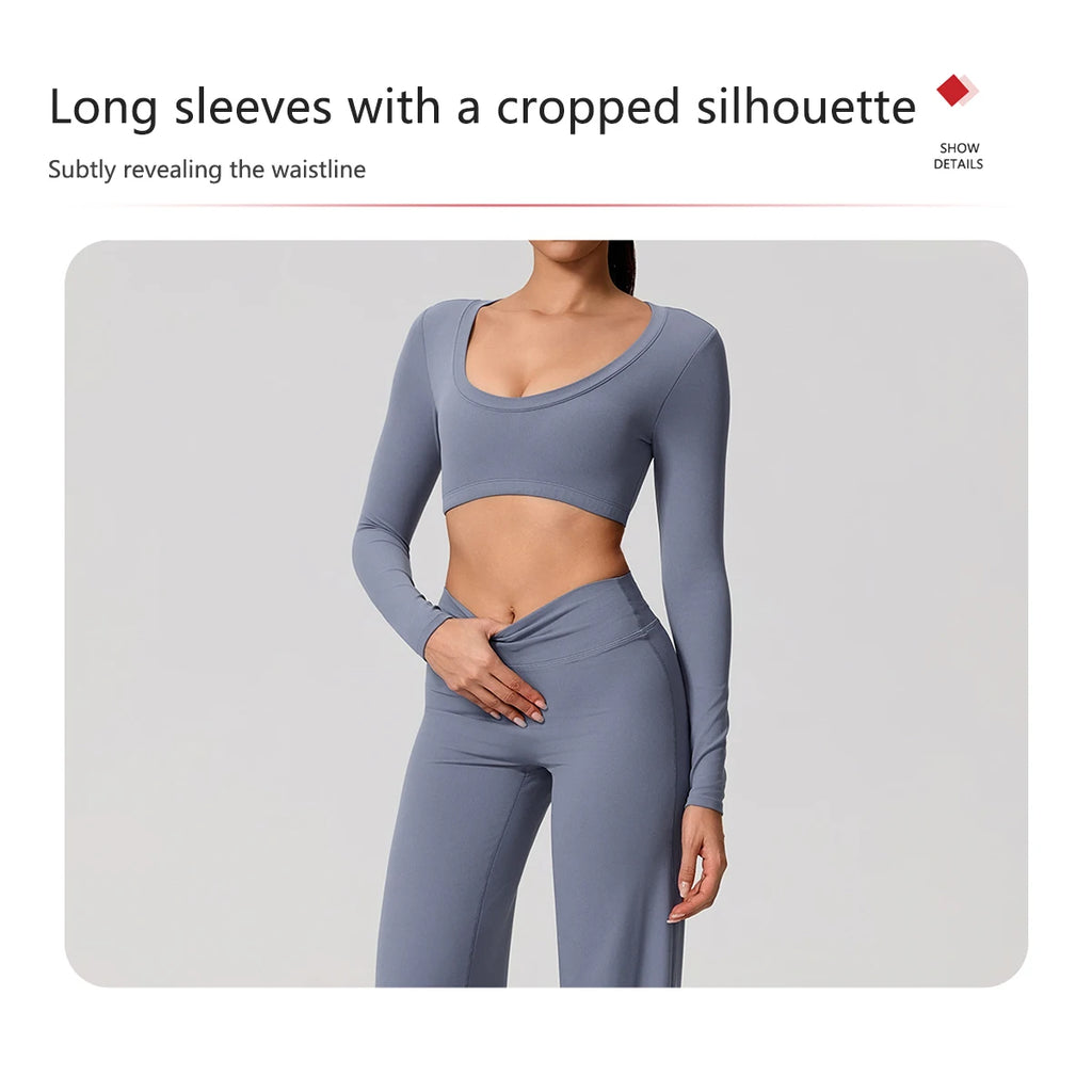 New Summer Women's Backless Long Sleeved Yoga Top Breathable Soft Sportswear for Gym Training Comfortable Fitness Clothing Woman