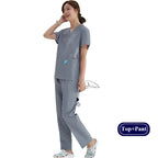 V-neck Medical Uniform Sets for Women Triangle Ring Heather Slim Nursing Outfits Dental Hospital Working Suits 202