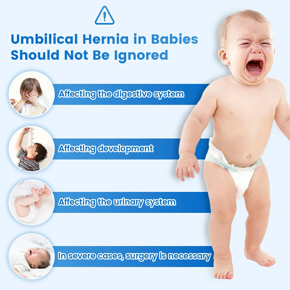 VELPEAU Baby Umbilical Hernia Belt, Newborn Belly Button Navel Band with 3 Compression Pads, Abdominal Binder Support for Infant