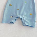 2026 New Summer 0-2Y Baby Clothes Cartoon Print Sleeveless Polo Romper Breathable Mesh Fabric with Placket Snap Closure