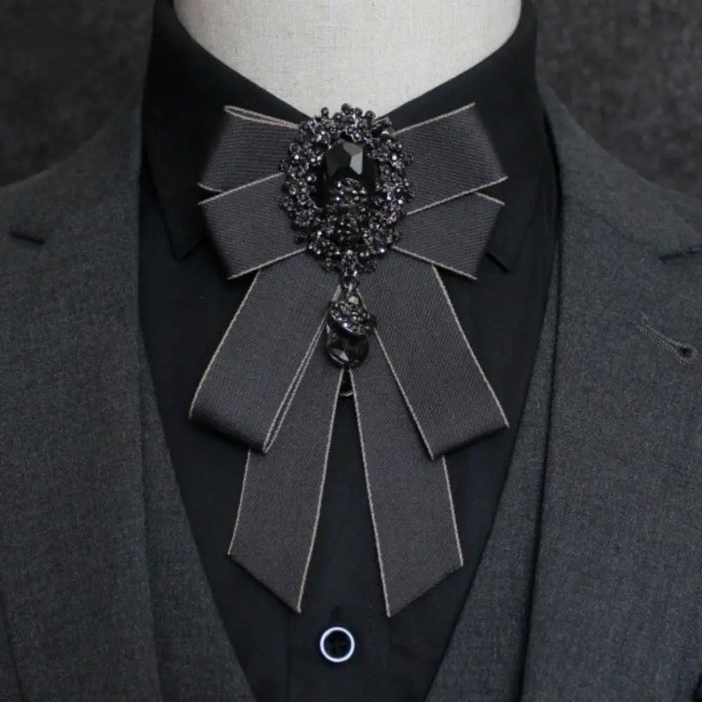 Fashion Ribbon Ribbon Bowtie Rhinestone Crystal Bow Tie Fabric Cloth Art Handmade Neck Tie For Men and Women