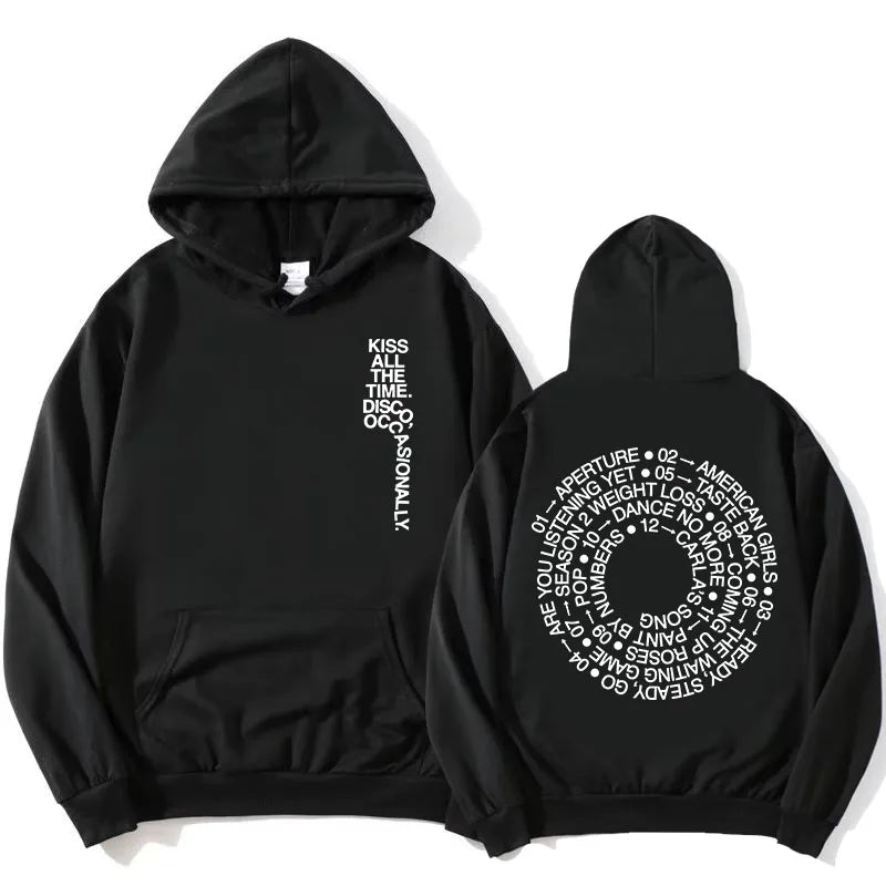HarryStyles KISS ALL THE TIME. DISCO, OCCASIONALLY.  Hoodies Album Design Graphic Print Sweatshirts Women Clothing Fleece Hoodie