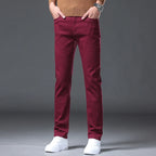 2026 98% Cotton Elastic Cotton Jeans Men's Spring Slim Straight Denim Pants Comfort Large Size Korean Business Casual Trousers