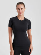 Women's Compression Shirt Short Sleeve Athletic Yoga Running T-Shirt Summer Gym Workout Quick Dry Stretchy Tees Tops Baselayer