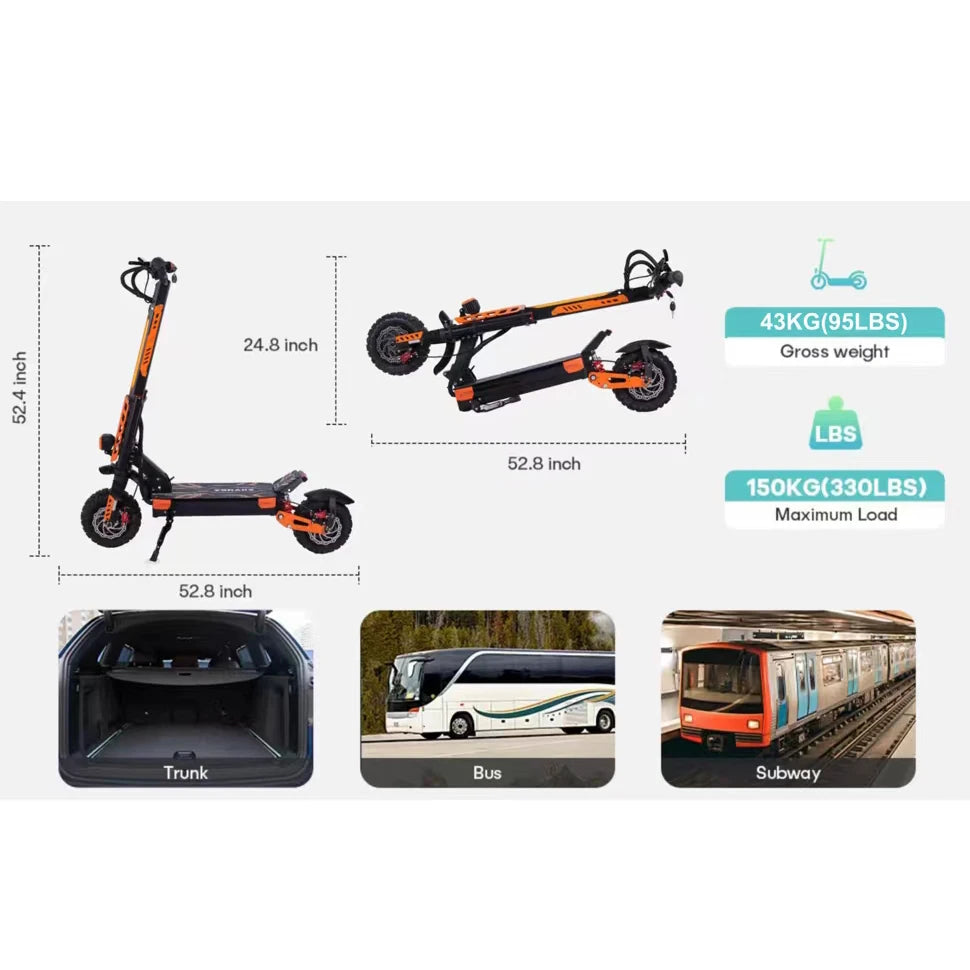 VREOM - VZ37 Electric Scooter-6000W Motor 60V30AH Battery High Power E-Scooter-70km/h Speed 11'' Vacuum Tire-Foldable EScoot