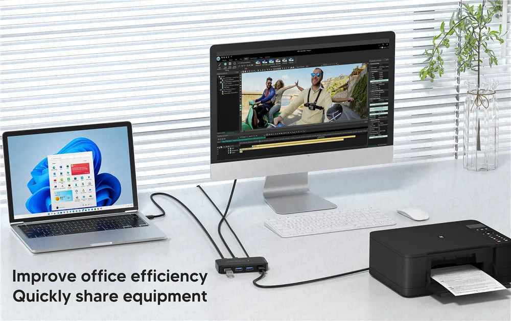 MZX USB 3.0 Switch KVM Switcher Selector KM Hub Docking Station Dock 2 Computer Laptop PC Accessories Share Keyboard for Macbook