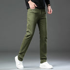 2026 98% Cotton Elastic Cotton Jeans Men's Spring Slim Straight Denim Pants Comfort Large Size Korean Business Casual Trousers