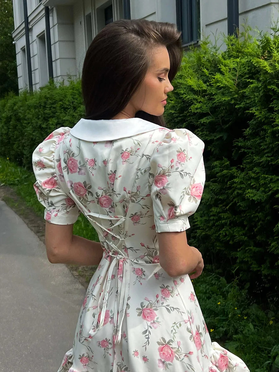 Tossy Printed Lapel Fashion Mini Dress Women's Short Sleeve Patchwork Contrast Elegant Summer Dress 2025 Female Bodycon Dress