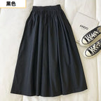 Women Black skirt midi High waist korean style Pleated a line Vintage Clothing 2026 new Summer Casual Fashion Ladies Work Wear