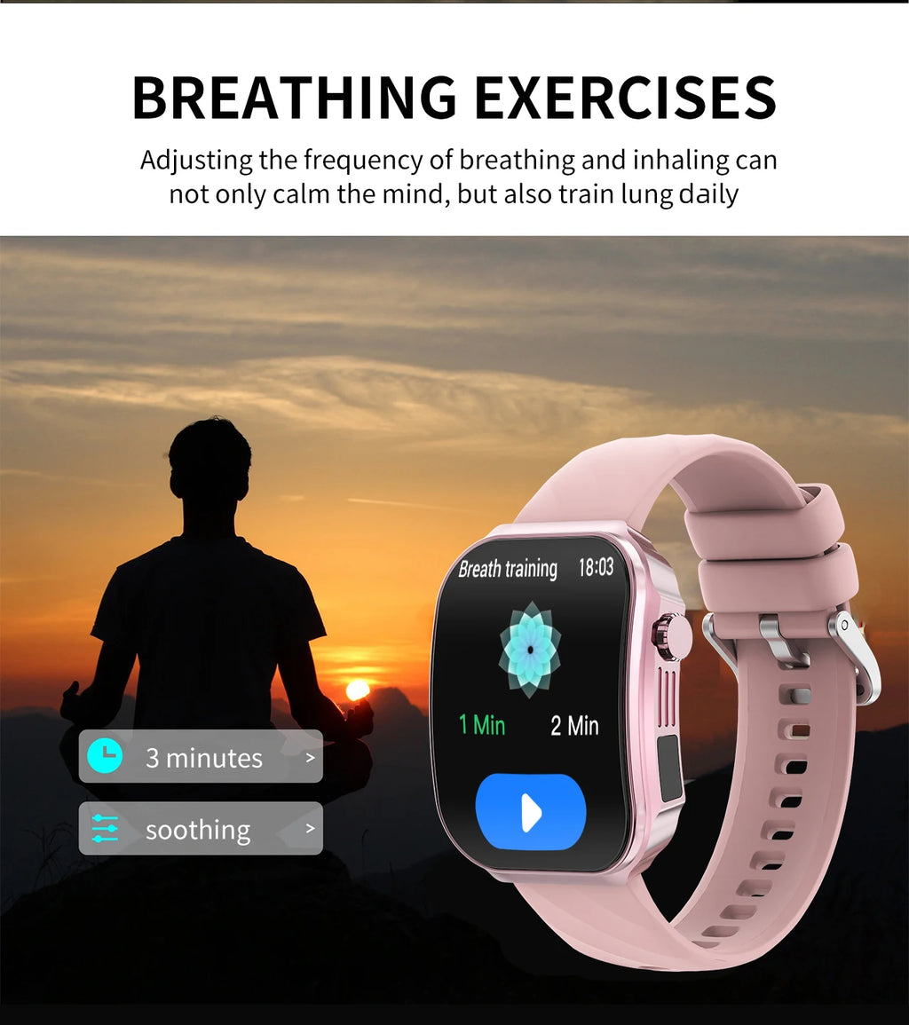 LIGE New 2.2-inch 3D Curved Screen Smart Watch With LED Light Thermometer Health Monitor Smartwatch BT Call Sports Fitness Watch