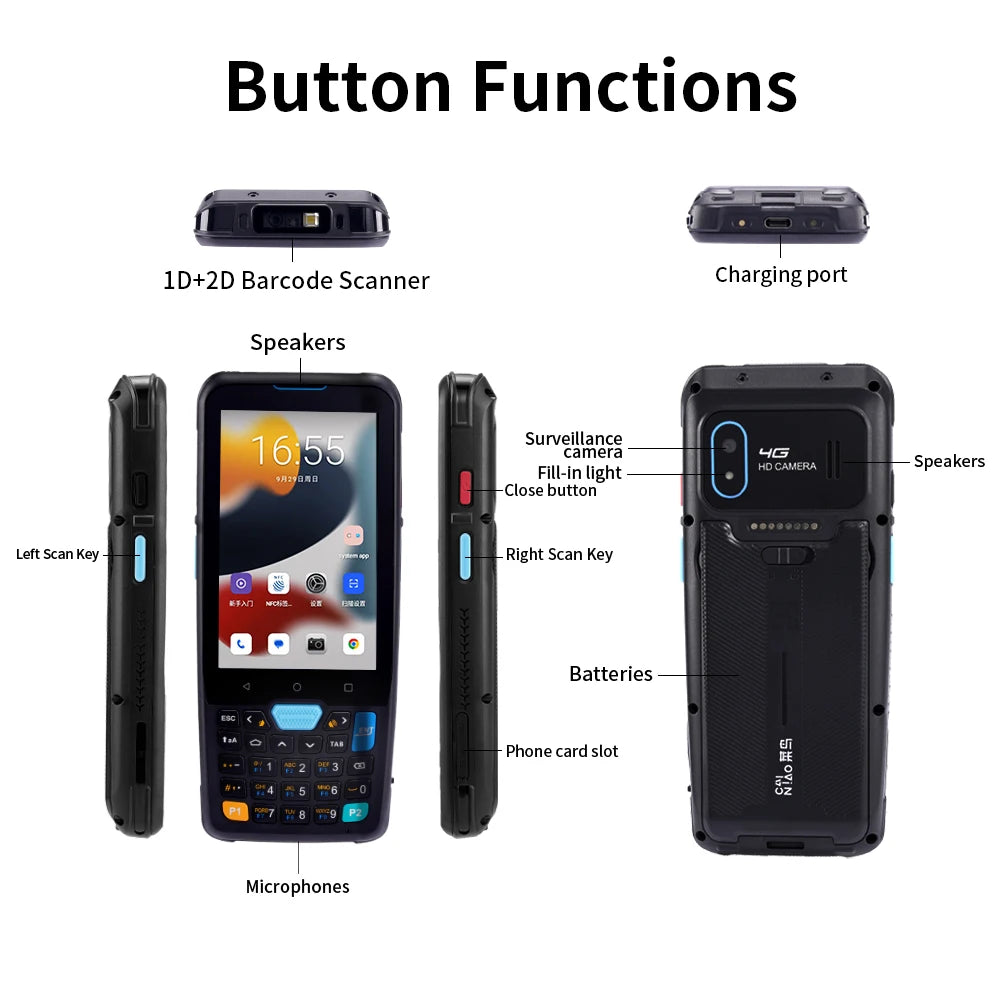 YK957  Android 2d Qr Code Reader Handheld Terminal Pda Android Barcode Scanner With Nfc Rfid Reader Medical Device Pdas 4+64g