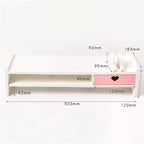 Pink White Student Storage Rack Heart Drawers Monitor Laptop Increase Shelf Office Screen Riser Holder Stationery Pen Storage