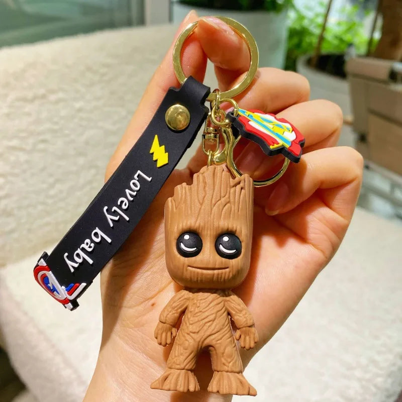 Marvel cartoon Avengers cute silicone doll keychain Spiderman Iron Man Captain America Hulk Thor Batman school bag pendant