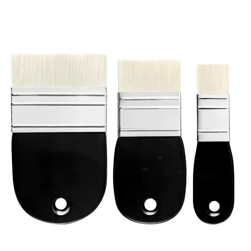 Oil Painting Nylon Pen Set Gouache Acrylic 1/3 Pcs Small/Medium/Large Sizes Flat Head Brush Wood Handle Painting Tools for Fine