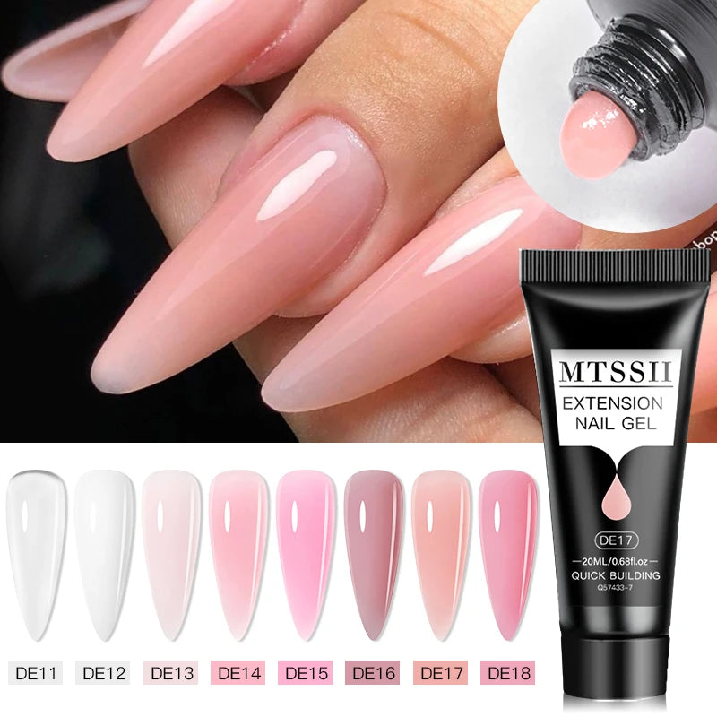 24PCS/Set 20ml Poly Naili Extension Gel  Kit Mini UV Lamp Sealer With Base Top Coat Professional Poly UVNail Gel Kit Starter Kit