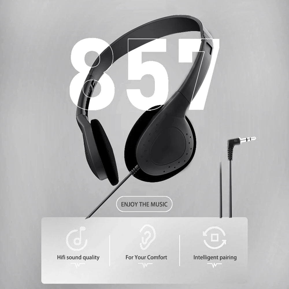 3.5mm Wired Computer Headphone No Microphone Gaming Headset Noise Canceling Sports MP3 Earphone Wired Stereo Headset Universal