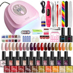 20-Color Nail Art Kit with LED Light Nail File Polishing Machine Glitter Diamond Tools Set for Professional And Home Use
