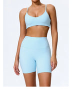 Hearuisavy Summer Super-Soft 2Pcs Women's Running Sports Shorts Set Breathable Fitness Yoga Bra Casual Push Up Workout Crop Top