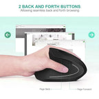HOMEFISH Vertical Mouse Ergonomic 2.4GHz Wireless Optical Mice 3 Adjustable DPI 800/1200/1600 6 Buttons for Laptop PC Computer