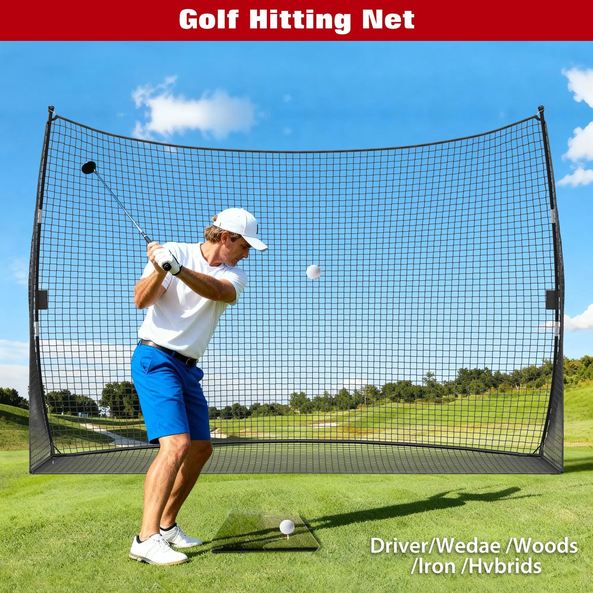 10x7 FT Golf Practice Net Portable Backyard Hitting Net Swing Chipping Training Equipment With Carry Bag Tool-Free Setup Main image