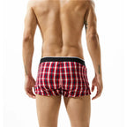 SEOBEAN Classic Plaid Mens Boxer Shorts 100% Cotton Underwear Boxershorts U convex Pouch Arrow Panties Shorts Men Sleep Bottoms