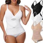 Cross Waist Tummy Control Body Shaping Bodysuit for Women Full Body Control V-Neck Mesh Breathable Briefs Underwear Butt Lifter