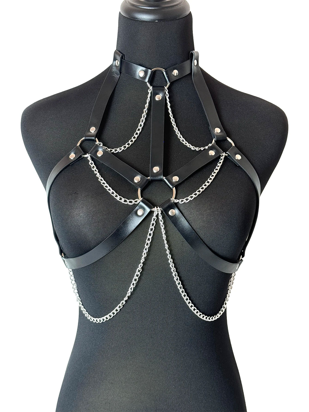 Women Fashion Belt Female Street Style Harness Adjustable Chest Belt with Chain Leather Waistband Gothic Clothing Accessories