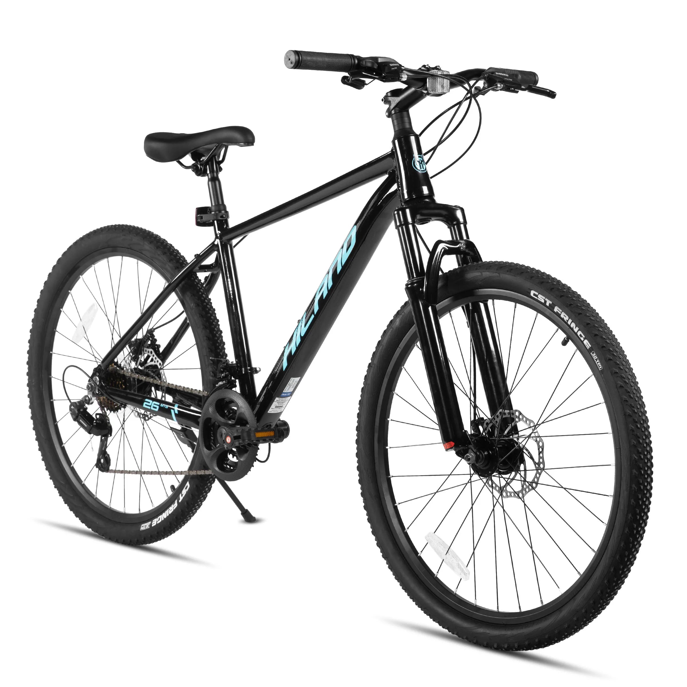 HILAND 26 inch aluminum alloy mountain bike for men and women, 21 speed bike with mechanical disc brakes, front suspension fork Main image