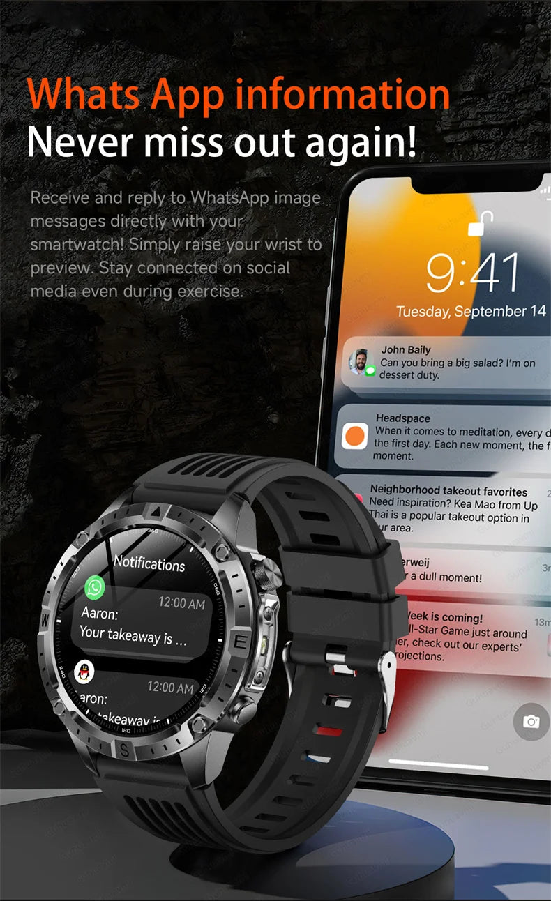 GPS Smart Watch for Men 2G ROM GPS Offline Maps Waterproof Swim Hiking Fitness Tracker Sleep SpO2 Rugged Durable Smartwatch GPS