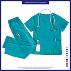 Niaahinn Scrubs Uniforms Sets Wholesale Medical Scrub Stretch Suit Healthcare Nursing Uniform Unisex Surgical Uniforms Woman Men