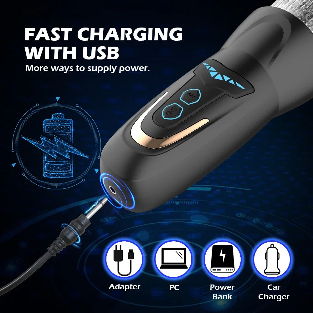 Telescopic Rotation Male Masturbator Cup Vagina 7 Thrusting Masturbation Cup Sex Toys for Men Automatic Piston Mastubator