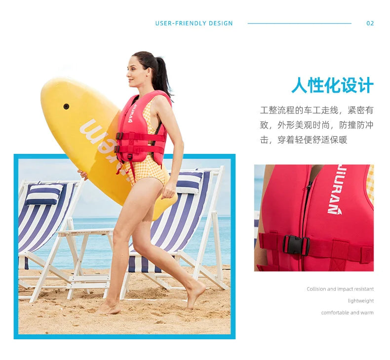 Neoprene Life Jacket for Adult Children New Water Sport Buoyancy Jacket Life Vest Swimming Boating Skiing Driving Vest Drifting