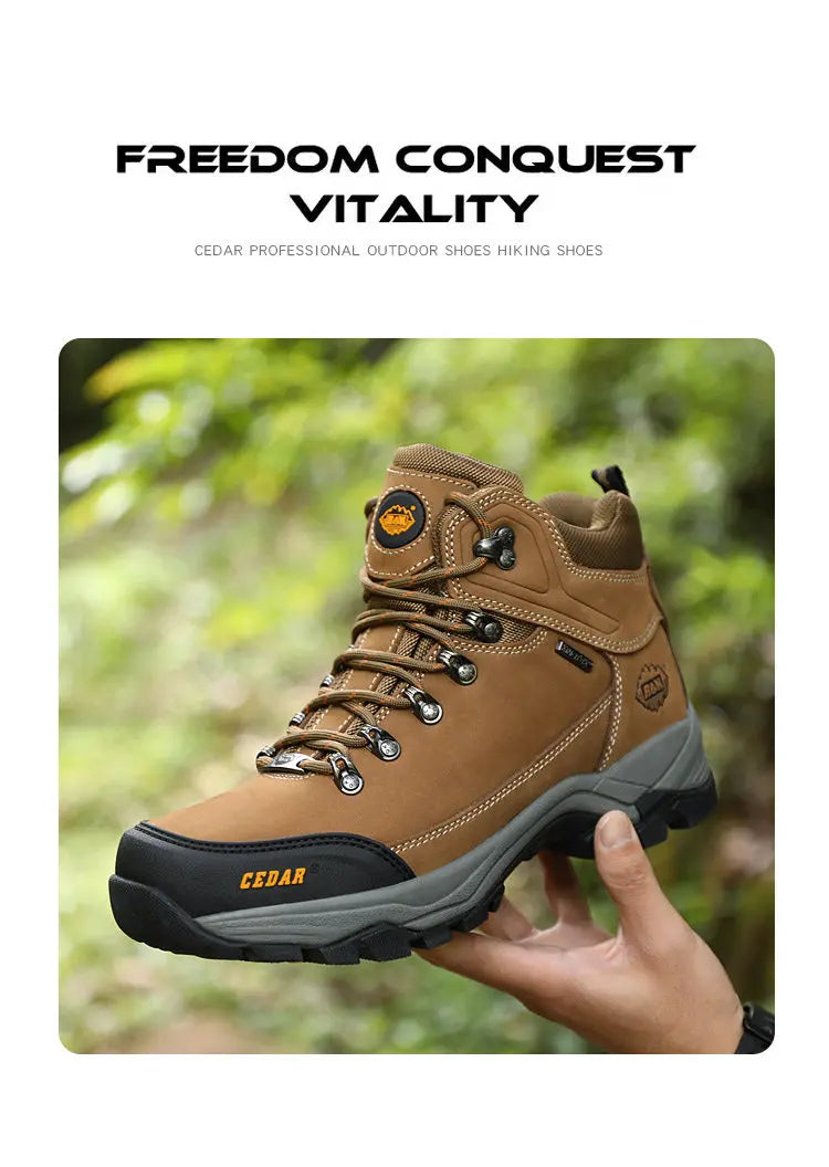 RAN Cow Leather Hiking Boots Men For men Outdoor Sport Walking Sneakers trekking Snow Shoes women Climbing Mountain Hunting boot