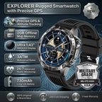 GPS Smart Watch for Men 2G ROM GPS Offline Maps Waterproof Swim Hiking Fitness Tracker Sleep SpO2 Rugged Durable Smartwatch GPS
