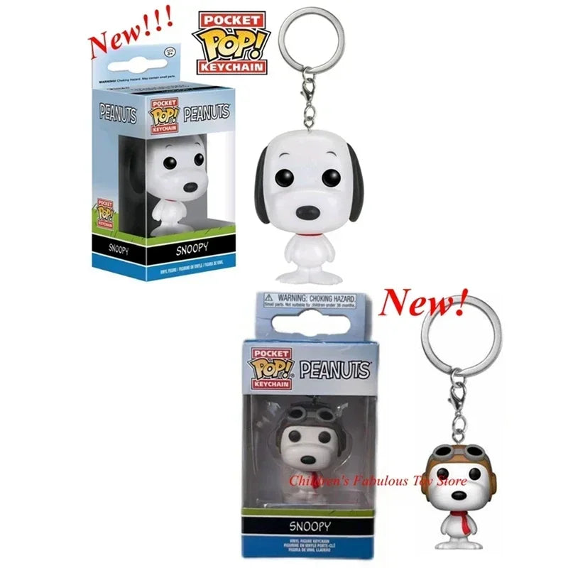 New Arrival FUNKO POP Pocket Keychains Peanuts Snoopy with hat new snoopy Keychain with box Action Figure Toys for Ornaments Main image