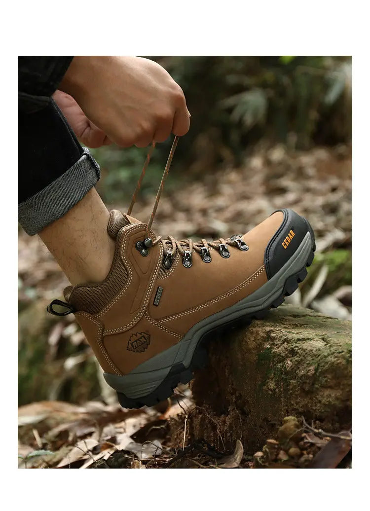 RAN Cow Leather Hiking Boots Men For men Outdoor Sport Walking Sneakers trekking Snow Shoes women Climbing Mountain Hunting boot