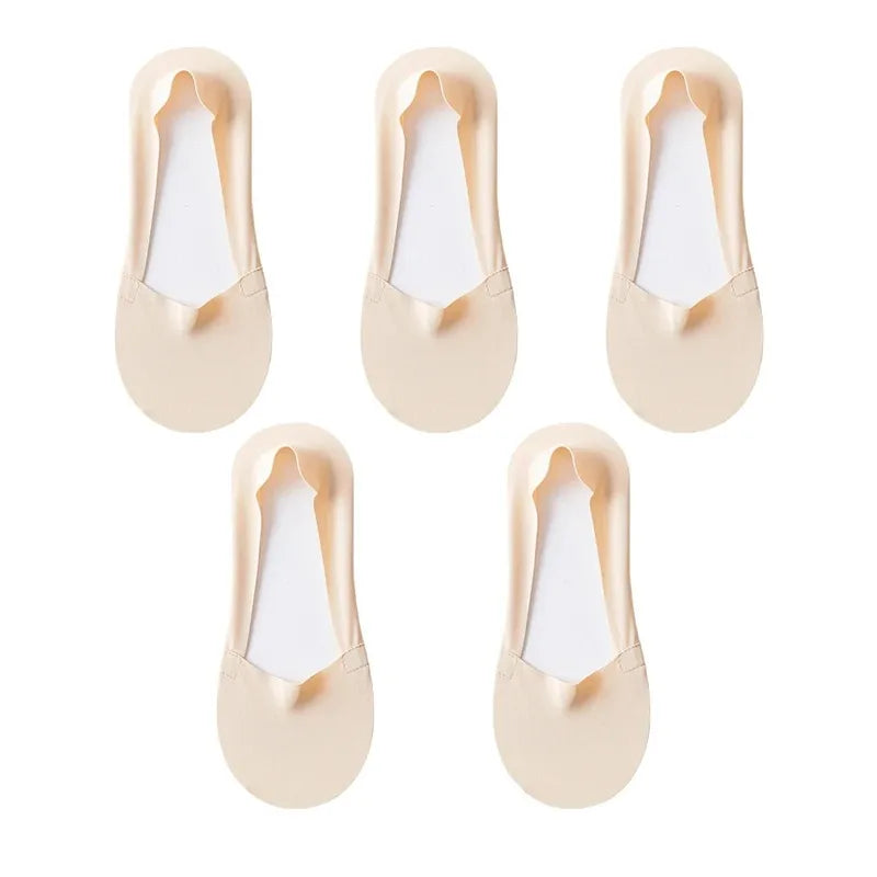 5Pairs Women Socks Breathable Invisible Silicone Non-slip Solid Color Boat Sock Comfortable High Quality No-Show Sox Ultra-thin