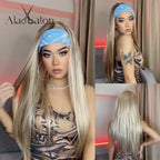 ALAN EATON Long Blonde Synthetic Headband Wig Ombre Blonde Straight Hair Wigs Natural Looking Heat Resistant Fiber for Daily Use