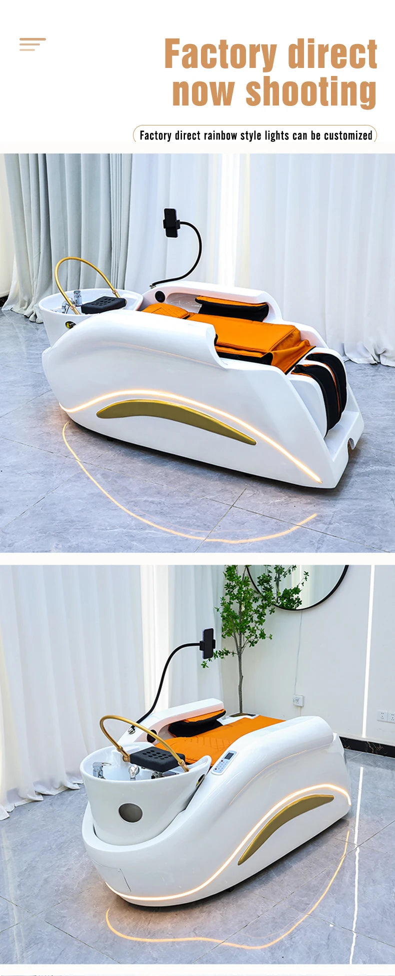 Professional Hot Sell Electric Lay Down Salon Head Spa Massage Shampoo Bed With Head Therapy and Steamer