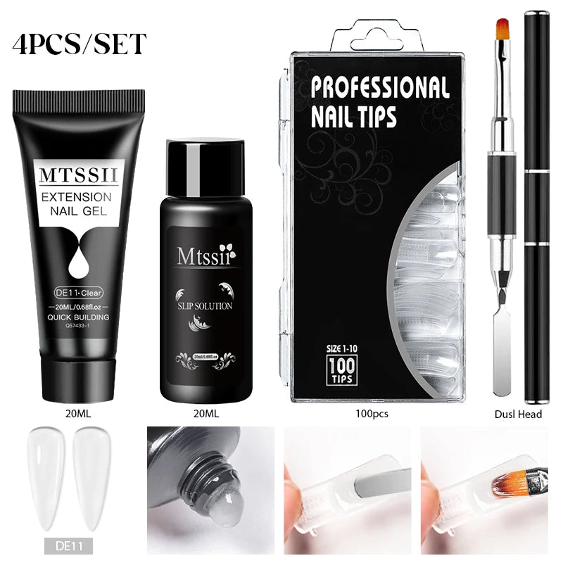 24PCS/Set 20ml Poly Naili Extension Gel  Kit Mini UV Lamp Sealer With Base Top Coat Professional Poly UVNail Gel Kit Starter Kit