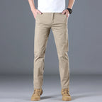 2024 Men's High Quality Pure Cotton Classic Solid Color Casual Pants Business Stretch Cotton Slim Straight Brand Trousers Male