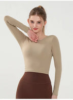 Fashion Sports Tops Pilates Running with Chest Pad Fitness Long Sleeve Tight Quick-drying Shirts Yoga Top Out Wear Clothing