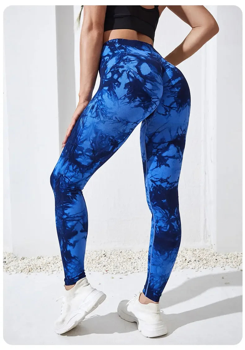 Women's Tie Dye Nine Tenths Leggings High Waist Yoga Pants Soft Stretchy Workout Running Pants Breathable Comfortable