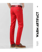 5 Colors Men's Colorful Denim Stretch Stretch Jeans Elastic Yellow Pink Red Slim Male Clothing Simple Business Denim Trousers