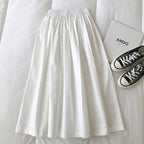 Women Black skirt midi High waist korean style Pleated a line Vintage Clothing 2026 new Summer Casual Fashion Ladies Work Wear